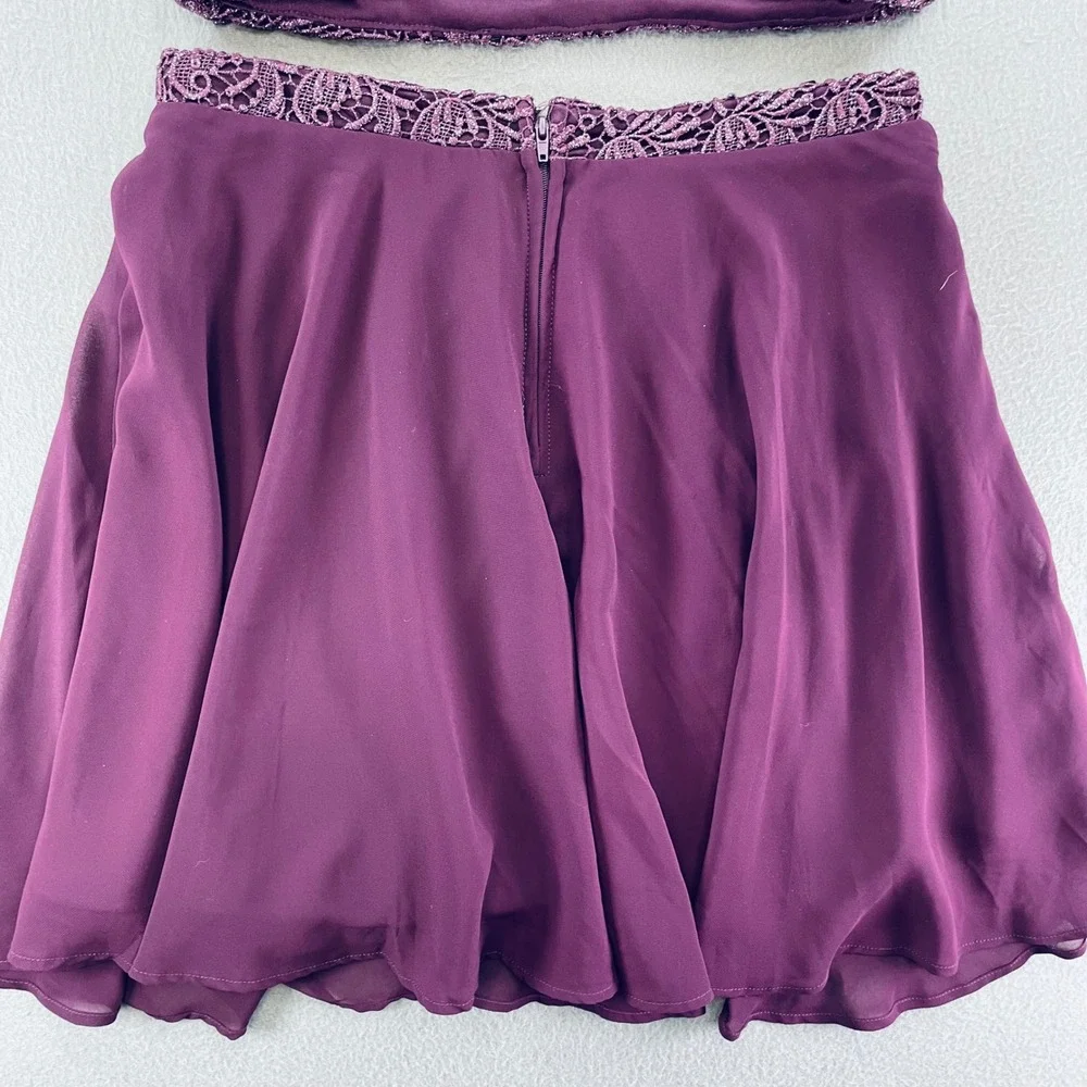 Windsor Women Two Piece Dress Lace Chiffon 11 Purple Homecoming Prom Skater